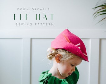 Child Elf Hat Sewing Pattern, Elf Costume Cosplay, Robin Hood Felt Hat DIY, Peter Pan Hat, Medieval Hat Costume, pointed felt hat, Christmas