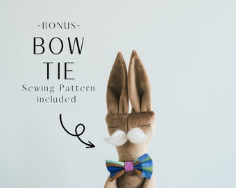 Bunny Stuffy Sewing Pattern, Modern Rabbit toy for kids, Easy to sew, Bunny softie toy PDF Digital Download, Whimsy Bunny, Heirloom Rag Doll