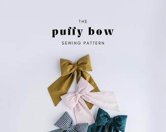 Puffy Bow Sewing Pattern: DIY Hair Bow, Holiday Decor (Digital Download PDF)