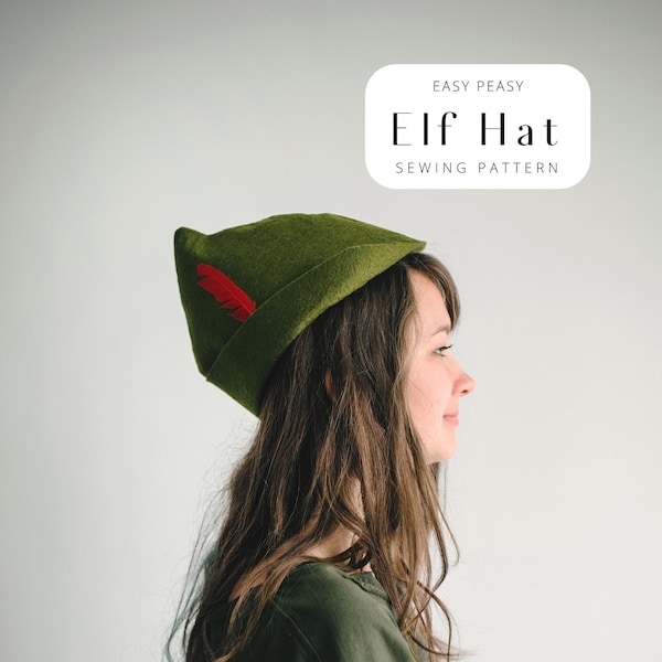 Elf Hat Sewing Pattern, Elf Costume Cosplay, Robin Hood Felt Hat DIY, Peter Pan Hat, Medieval Hat Costume, pointed felt hat, Christmas Elf