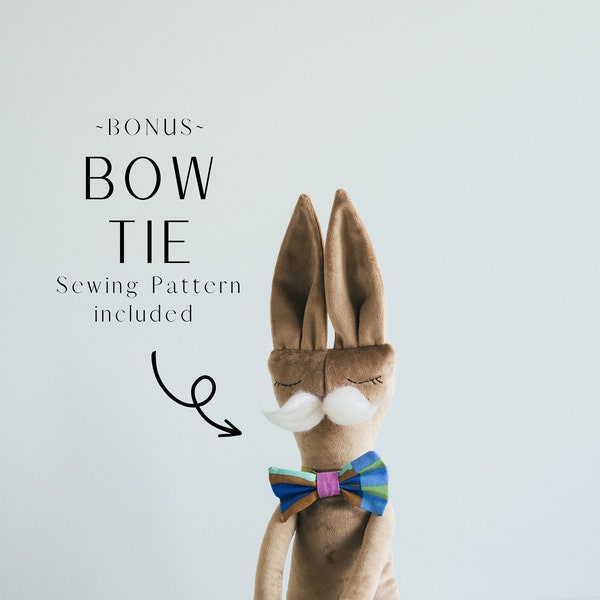 Bunny Stuffy Sewing Pattern, Modern Rabbit toy for kids, Easy to sew, Bunny softie toy PDF Digital Download, Whimsy Bunny, Heirloom Rag Doll