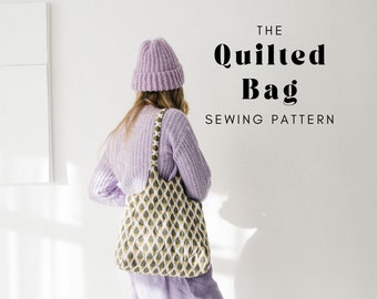 Quilted Bag Sewing Pattern PDF, Tote Carry on Bag Tutorial, Bag with Pockets, DIY Shoulder Bag, 3 sizes, Winter Summer Bag, Fashion gift