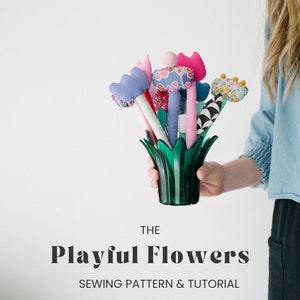 Blumenstrauß Schnittmuster, Blumenstrauß Spielzeug für Kinder, Blumen Geschenk, Home Decor, Kinderzimmer Dekor, Botanisches Geschenk für Naturliebhaber, Stoffreste