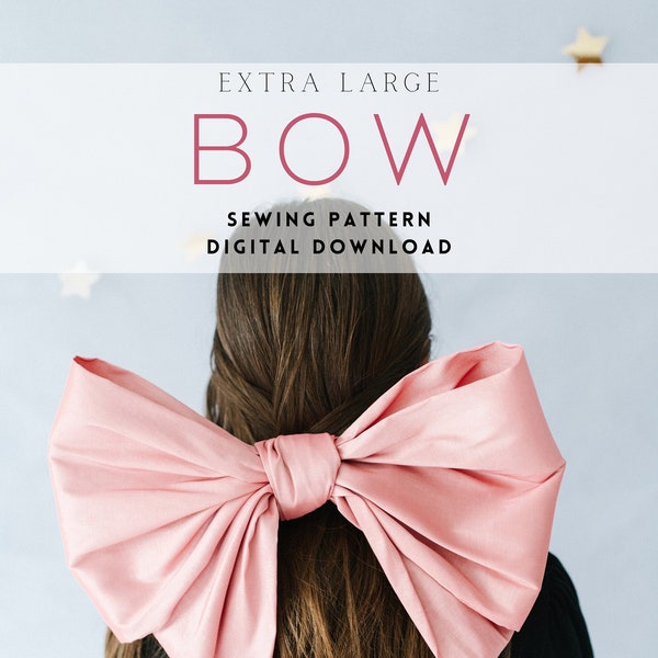 Extra Large Bow Sewing Pattern, Fancy Hair Bow, Christmas Tree Topper Bow, Couture Fashion Bow, Cosplay neck bow, Taffeta Silk Bow Costume