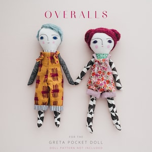 DIY Doll Overalls clothes sewing pattern. Reversible!