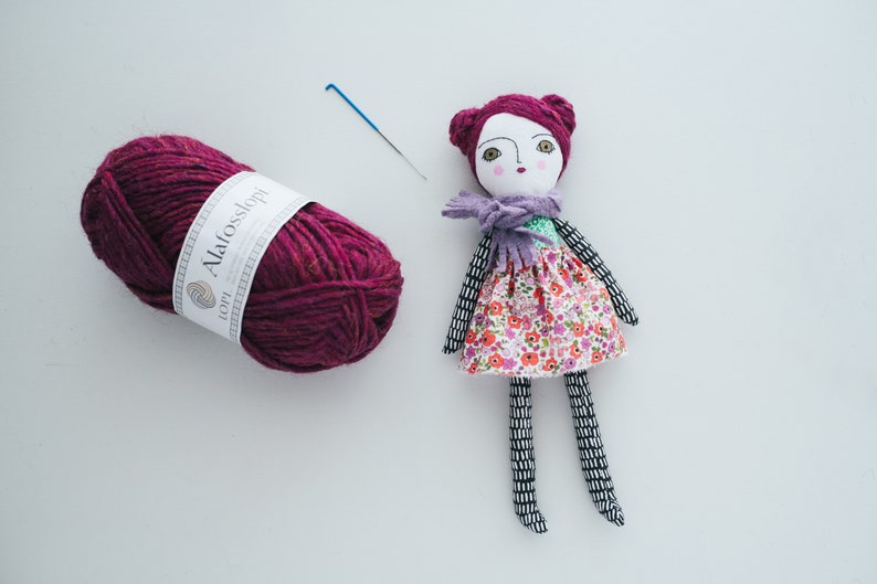 Rag Doll Sewing Pattern, Small Cloth Doll, Greta Pocket Doll, Wool Needle Felting Hair, beginner Doll Making DIY, Digital Download image 10