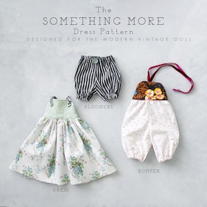 Doll Clothes Sewing Pattern: Dress, Romper & Bloomers (PDF Pattern)