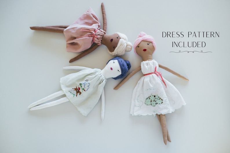 The Whimsy Rag Doll Sewing pattern, cloth rag modern doll pattern, Heirloom felted doll pattern, Princess Fairy, Digital PDF Download image 4