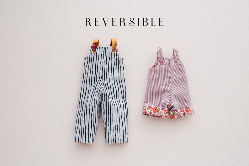 DIY Doll Overalls Clothes Sewing Pattern, Greta Pocket Ragdoll clothing Tutorial, Knot Strap Overall Bib, Reversible, Digital Download image 3