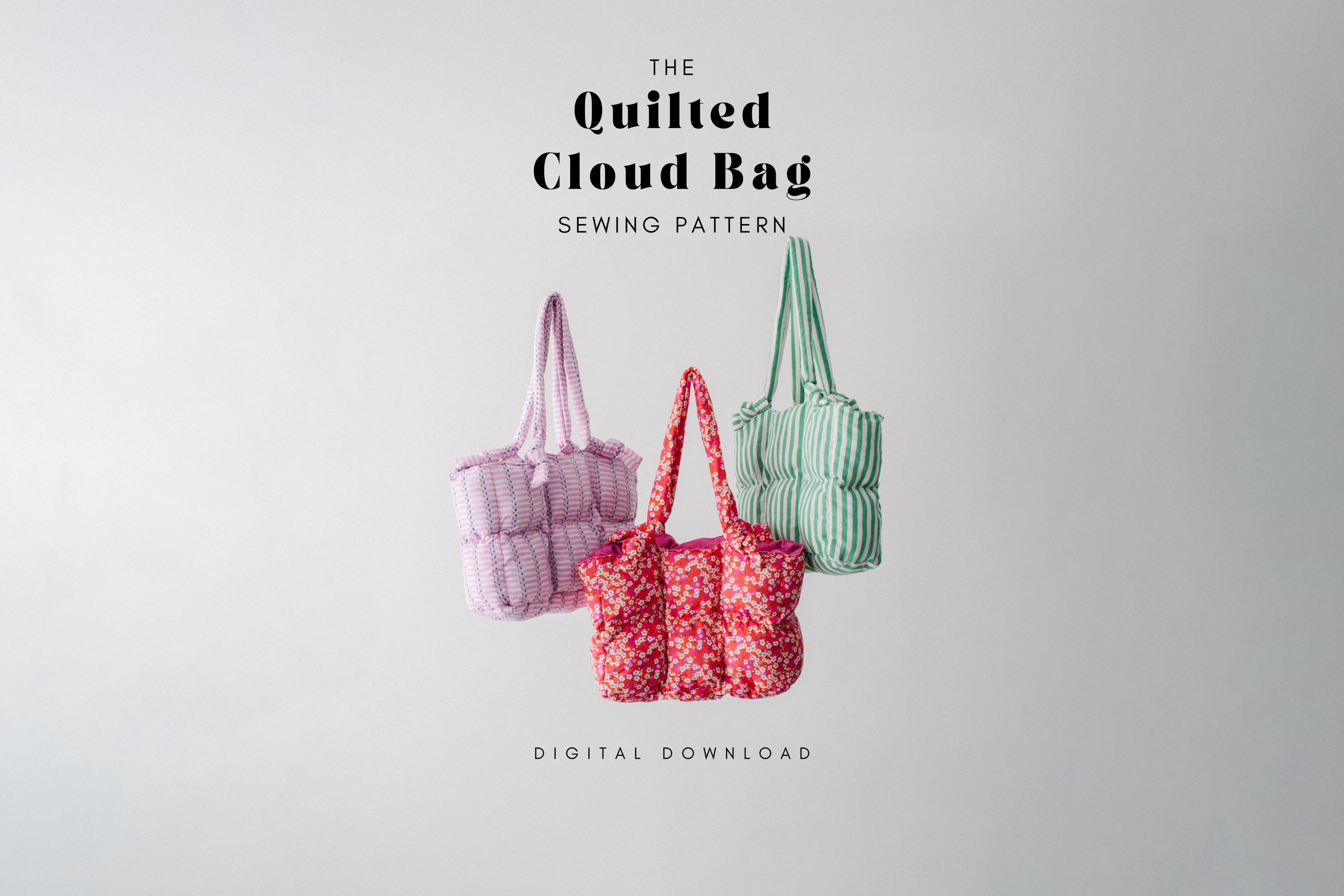 Quilted Cloud Puffy Bag Sewing Pattern PDF, Puffy Quilt Tote Purse Tutorial, Pockets, DIY Shoulder Winter Summer Bag, Gift, Digital Download