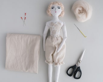 Lady Rag Doll Sewing Pattern, Art Doll tutorial, Heirloom Doll with corset and bloomers, Jane Austen Doll, Doll clothes PDF, digital pattern