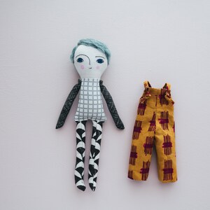 DIY Doll Overalls Clothes Sewing Pattern, Greta Pocket Ragdoll clothing Tutorial, Knot Strap Overall Bib, Reversible, Digital Download image 5