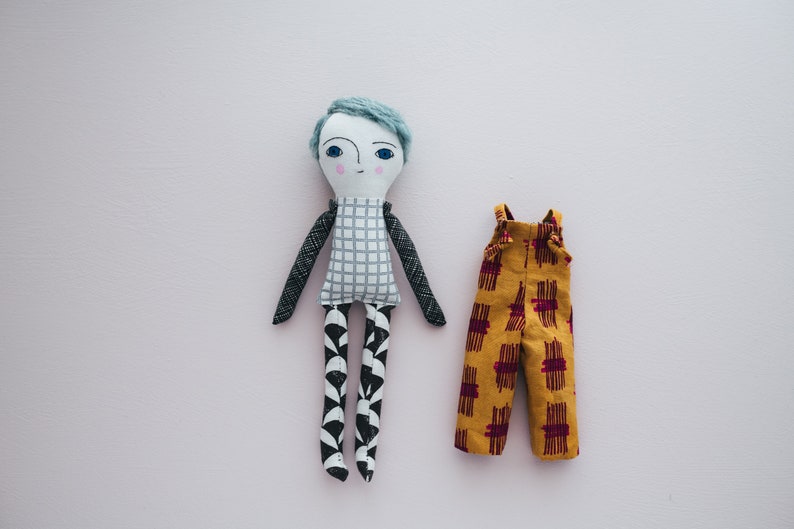 DIY Doll Overalls Clothes Sewing Pattern, Greta Pocket Ragdoll clothing Tutorial, Knot Strap Overall Bib, Reversible, Digital Download image 5