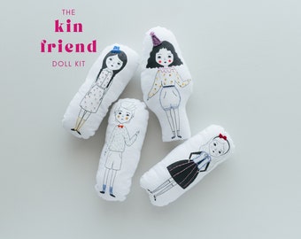 Soft Rag Printed fabric Doll Kit, Kin Friend Embroidery Doll, Handmade Cloth Doll Tutorial, Printed Doll, Eco-friendly, Gift for Makers