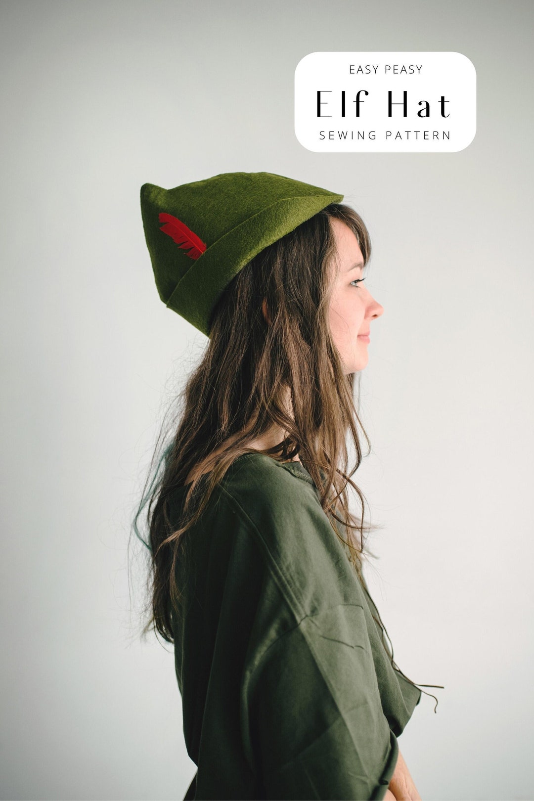 Elf Hat Sewing Pattern, Elf Costume Cosplay, Robin Hood Felt Hat DIY, Peter Pan Hat, Medieval