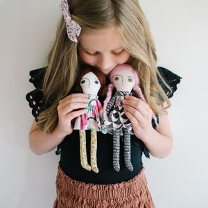 Rag Doll Sewing Pattern, Small Cloth Doll, Greta Pocket Doll, Wool Hair Fabric Doll Tutorial, Beginner Doll Making DIY, Doll clothes image 4