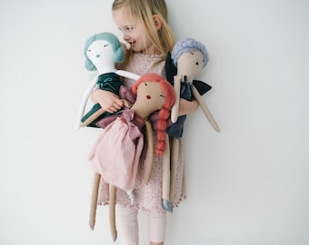 Fairy Rag Doll Sewing Pattern, Heirloom Cloth doll PDF, Fairy with wings tutorial, embroidery, doll clothes and shoes, 21" handmade doll