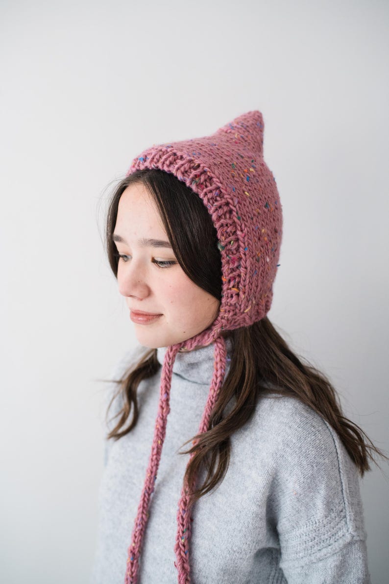 Stickmönster för Pixie Bonnet: Älvmössa med halsduk (baby, barn, vuxen) (digitalt PDF-mönster) bild 3