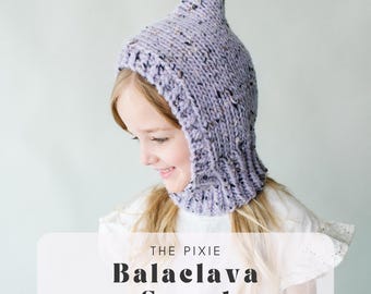 Stickmönster för Pixie Balaklava: Spetsig halsduk, Cottagecore-kostym (PDF digital nedladdning)