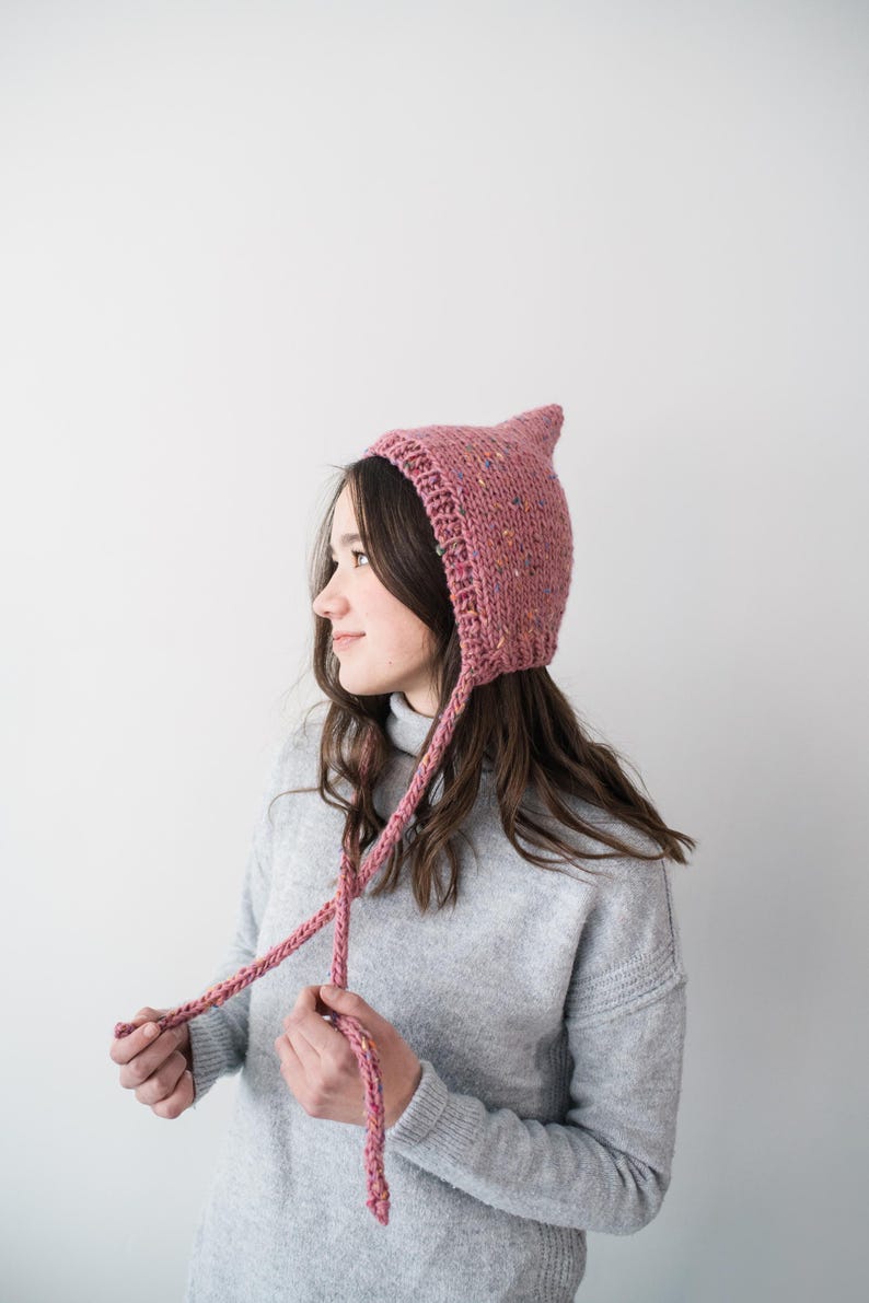 Stickmönster för Pixie Bonnet: Älvmössa med halsduk (baby, barn, vuxen) (digitalt PDF-mönster) bild 4