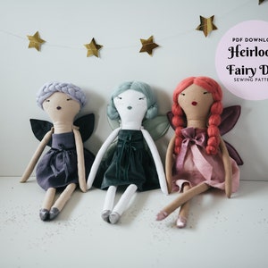 Fairy Rag Doll Sewing Pattern, Heirloom Cloth doll PDF, Fairy with wings tutorial, embroidery, doll clothes and shoes, 21 handmade doll image 2