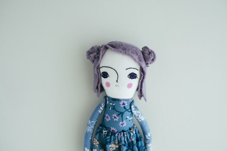 Rag Doll Sewing Pattern, Small Cloth Doll, Greta Pocket Doll, Wool Hair Fabric Doll Tutorial, Beginner Doll Making DIY, Doll clothes image 7
