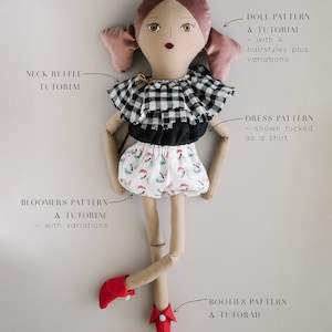 My Doll Pattern easy to sew large modern rag cloth doll tutorial, doll clothes, diy shoes image 2