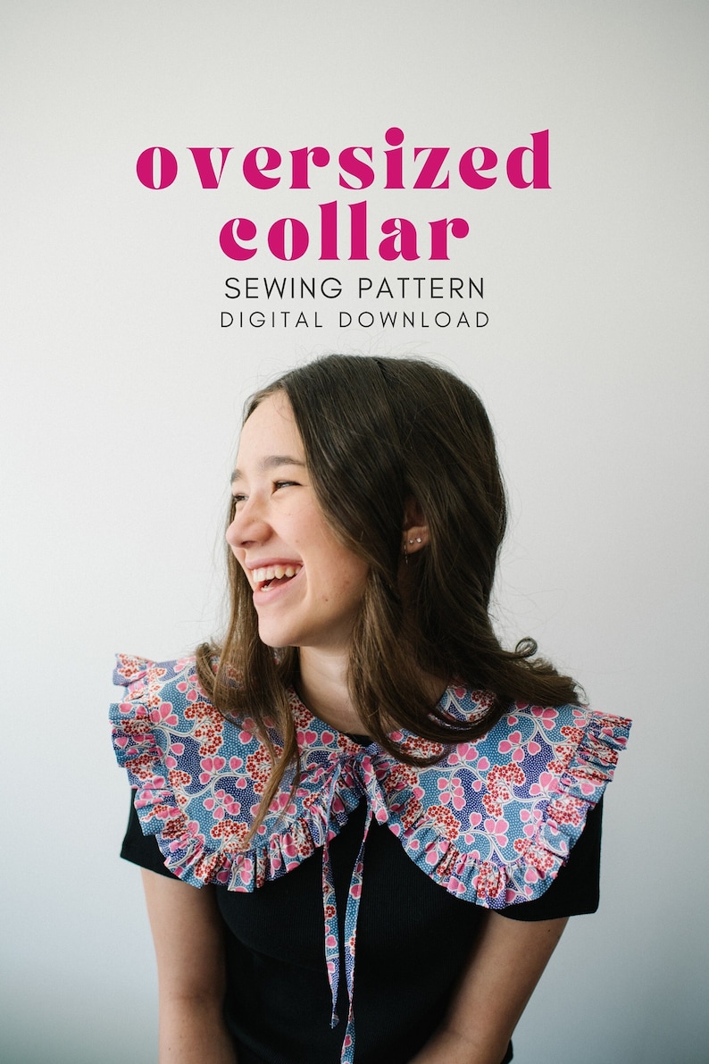 Oversized detachable collar Sewing Pattern. Digital Download.