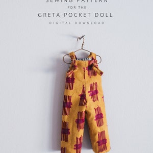 DIY Doll Overalls Clothes Sewing Pattern, Greta Pocket Ragdoll clothing Tutorial, Knot Strap Overall Bib, Reversible, Digital Download image 2