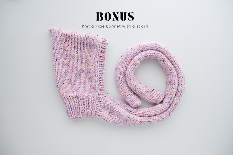 Stickmönster för Pixie Bonnet: Älvmössa med halsduk (baby, barn, vuxen) (digitalt PDF-mönster) bild 8