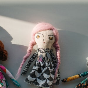 Rag Doll Sewing Pattern, Small Cloth Doll, Greta Pocket Doll, Wool Hair Fabric Doll Tutorial, Beginner Doll Making DIY, Digital Download image 10