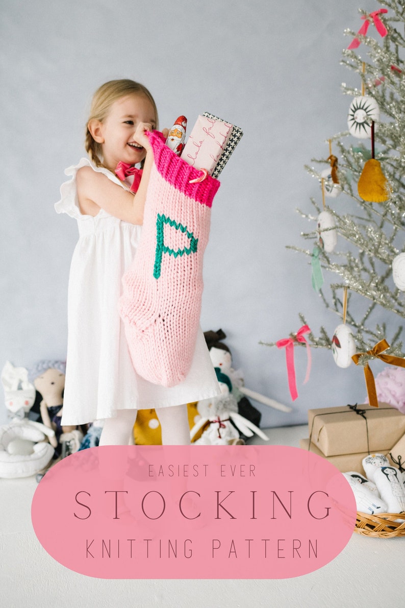Knitting pattern for Christmas holiday stocking.