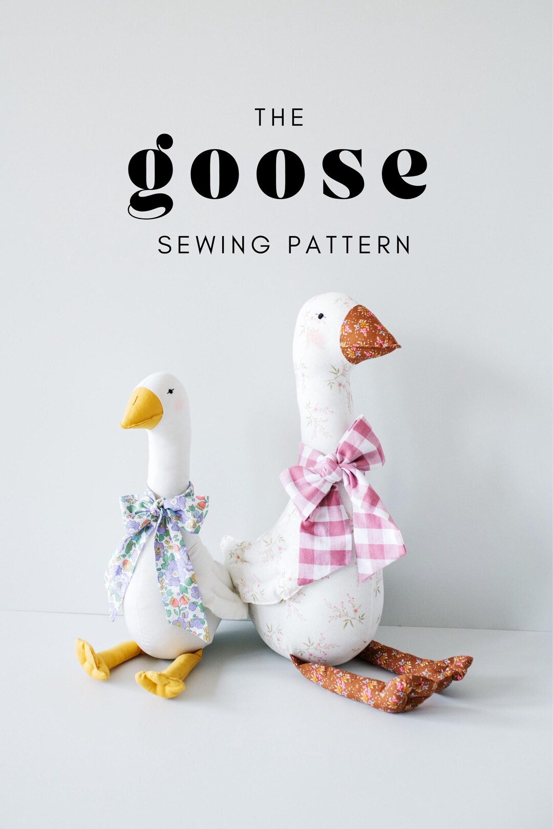 Goose Rag Doll Sewing Pattern: Ruffle Collar & Bow (PDF Digital ...