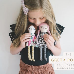 Rag Doll Sewing Pattern, Small Cloth Doll, Greta Pocket Doll, Wool Needle Felting Hair, beginner Doll Making DIY, Digital Download image 2