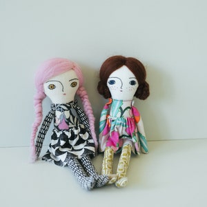Rag Doll Sewing Pattern, Small Cloth Doll, Greta Pocket Doll, Wool Hair Fabric Doll Tutorial, Beginner Doll Making DIY, Digital Download image 7
