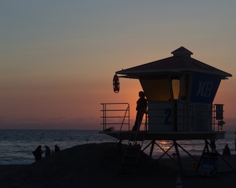 Huntington Beach Lifeguard station sunset