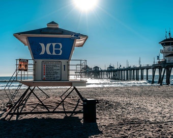 Huntington Beach pier and lifeguard station 1 sunny day