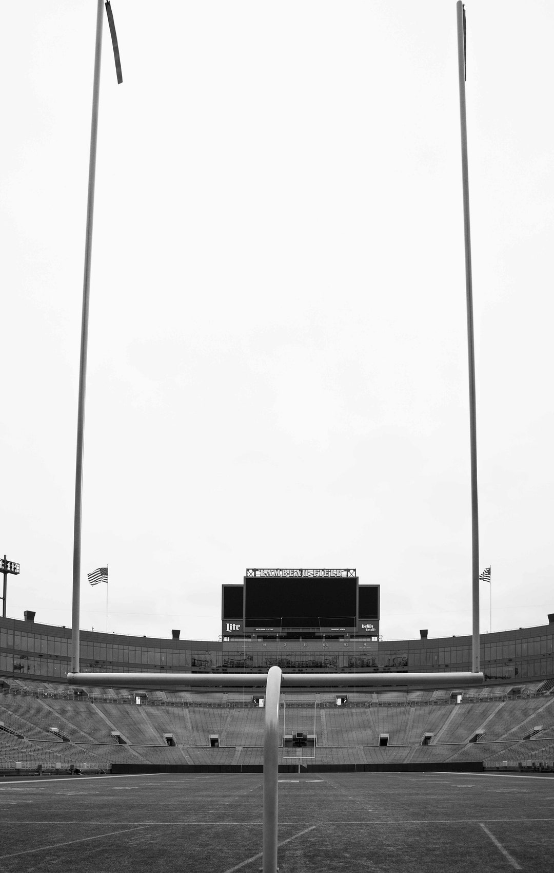 Lambeau Field Green Bay Packers Stadium Field Goal Posts Black and ...