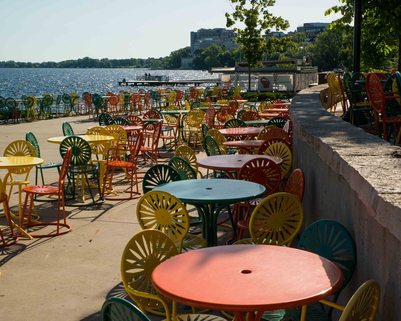 UW Madison Union Terrace Chairs Along Lake Mendota Etsy