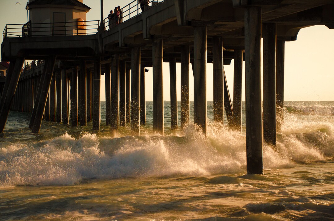 Huntington Beach Pier Low Tide Sunset Etsy