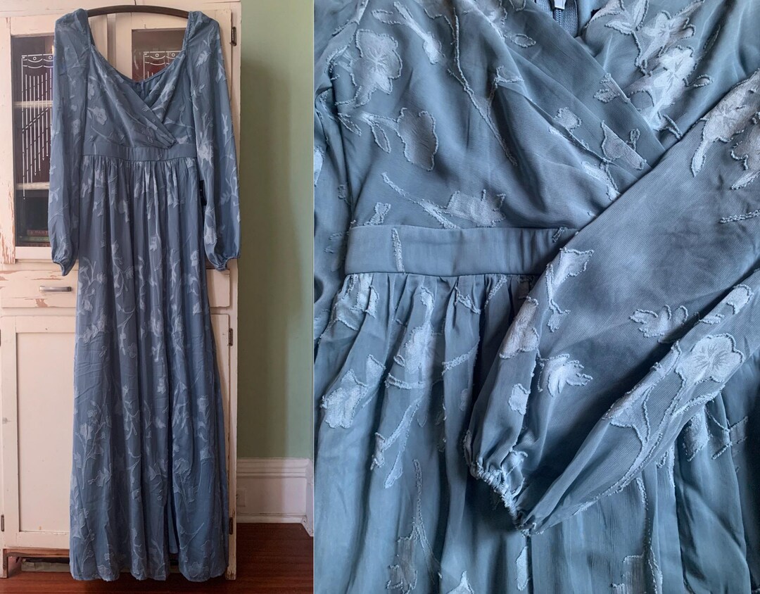 Sleeveless Sheath Scoop Neck Floor-length Dress Dusty Blue main image 1
