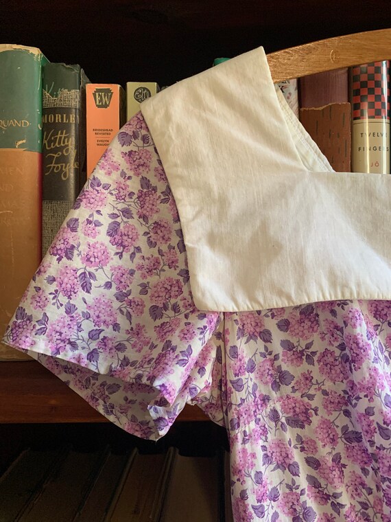 1940s pink purple ditzy print dress floral, white… - image 5
