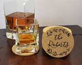 Custom Coasters, Personalized Coasters, Cork Coaster, Monogram Coaster, Inexpensive Wedding Favors, party favor SET of 4 (157)