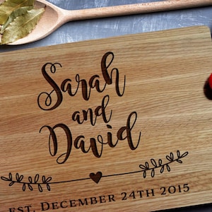 Personalized Cutting Board, Custom cutting Board, wedding Monogram , Housewarming Gift, Chopping Board, Cheese board 129 image 1