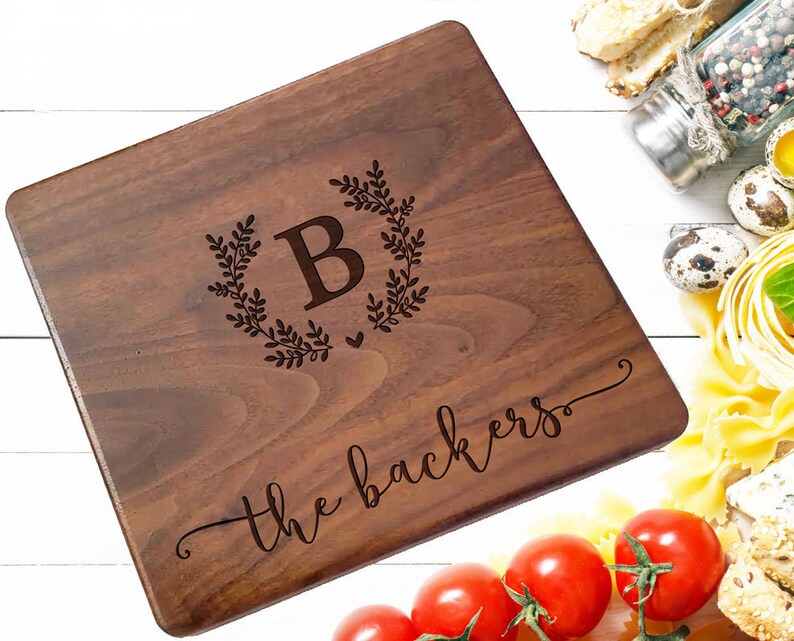 Wedding Monogram Cheese Board kitchen sign Custom cutting board 159 Personalized cutting Board