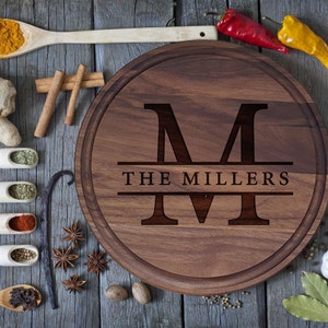 Personalized Round Cutting Board, Custom Round Cutting Board  with Juice Groove , Cheese Board, Custom Kitchen Board  (1153_round)