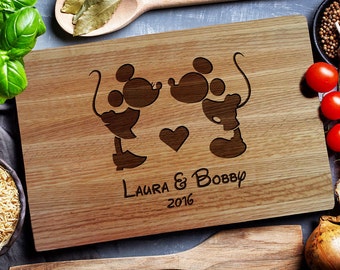 Custom Cutting Board, Mickey & Minnie, Kitchen sign,  Custom Engraved Board, custom cutting board, clousing gift (182)