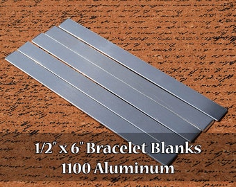 50 - 1100 Aluminium 1/2 in. x 15 cm. Armband Manschetten oder Lesezeichen Rohlinge -Polierte Metall Stanzrohlinge -14G 1100 Aluminium-Flach-12,6mm x 152,4mm