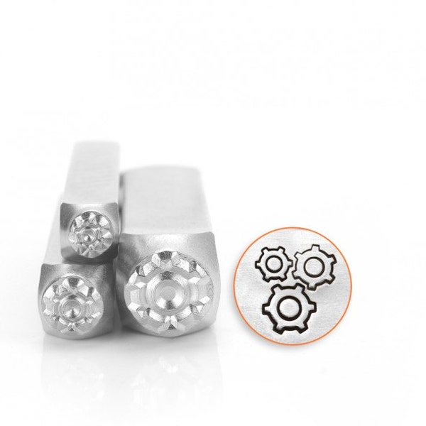 Gear Set Metal Design Stamp Set de 3 - Tamaños 4mm, 6mm, 9.5mm - ImpressArt - Steampunk Design - Gears and Cogs