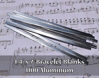 50 - 1100 Alu 1/4 Zoll x 7 in. Armband-Manschette Platinen - poliertem Metall Stanzen Blanks - 14-1100 Alu - Flat - längere Manschette